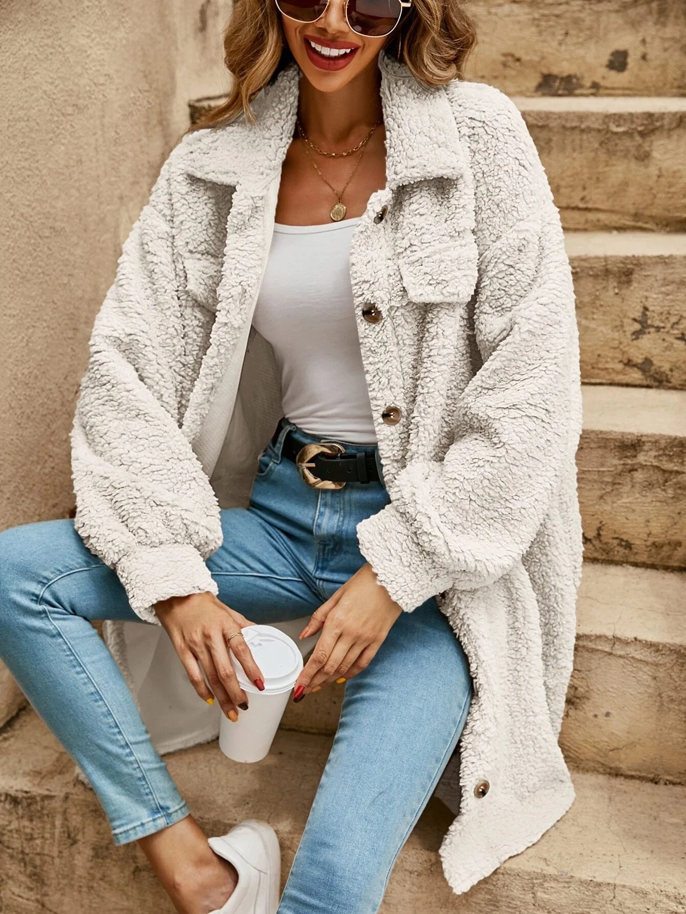 Lange Fleece Jas – Luxe Warmte en Tijdloze Stijl – Perfect voor Winter