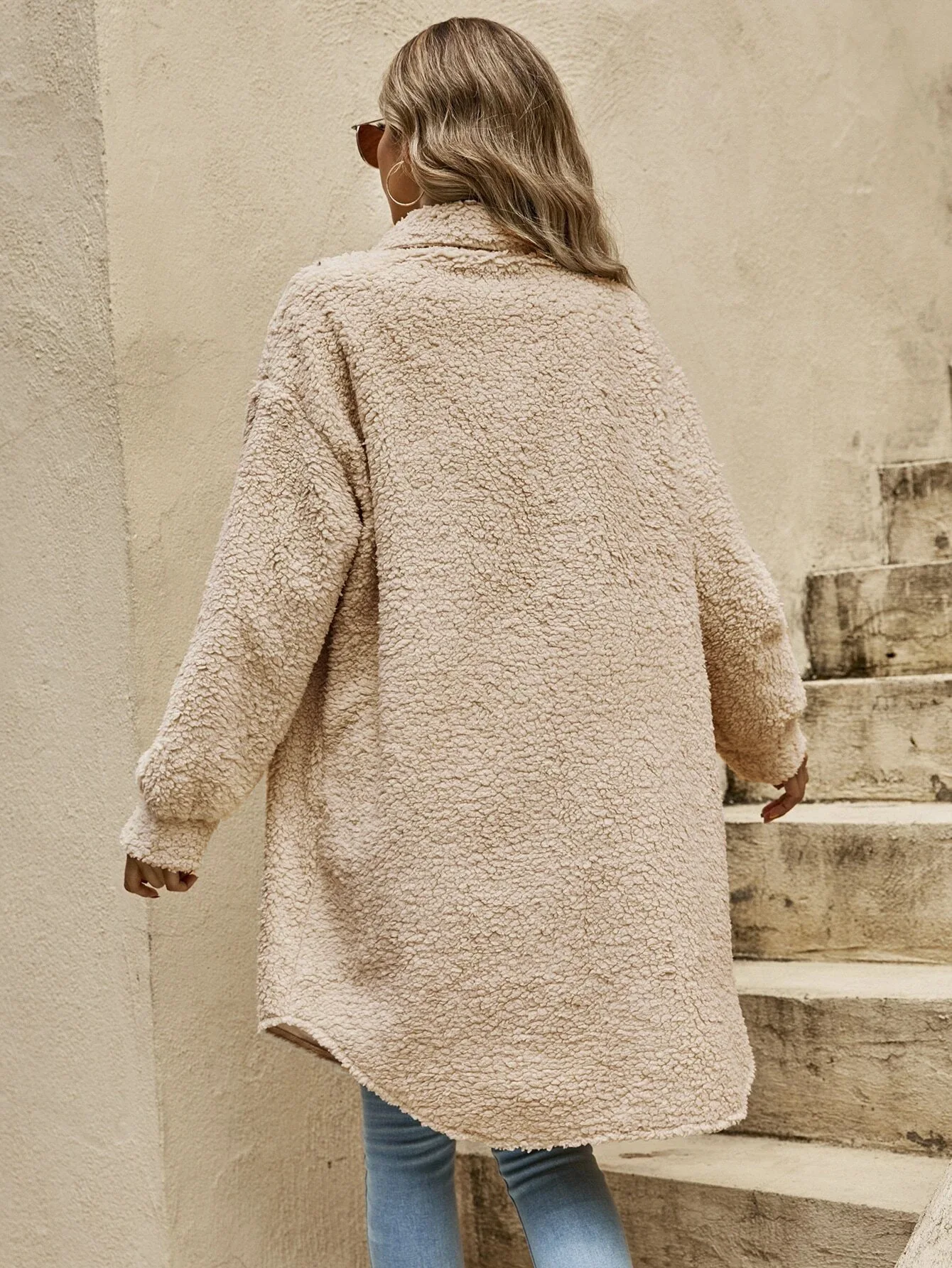 Lange fleece jas Paige para mujeres, estilo clásico y elegante