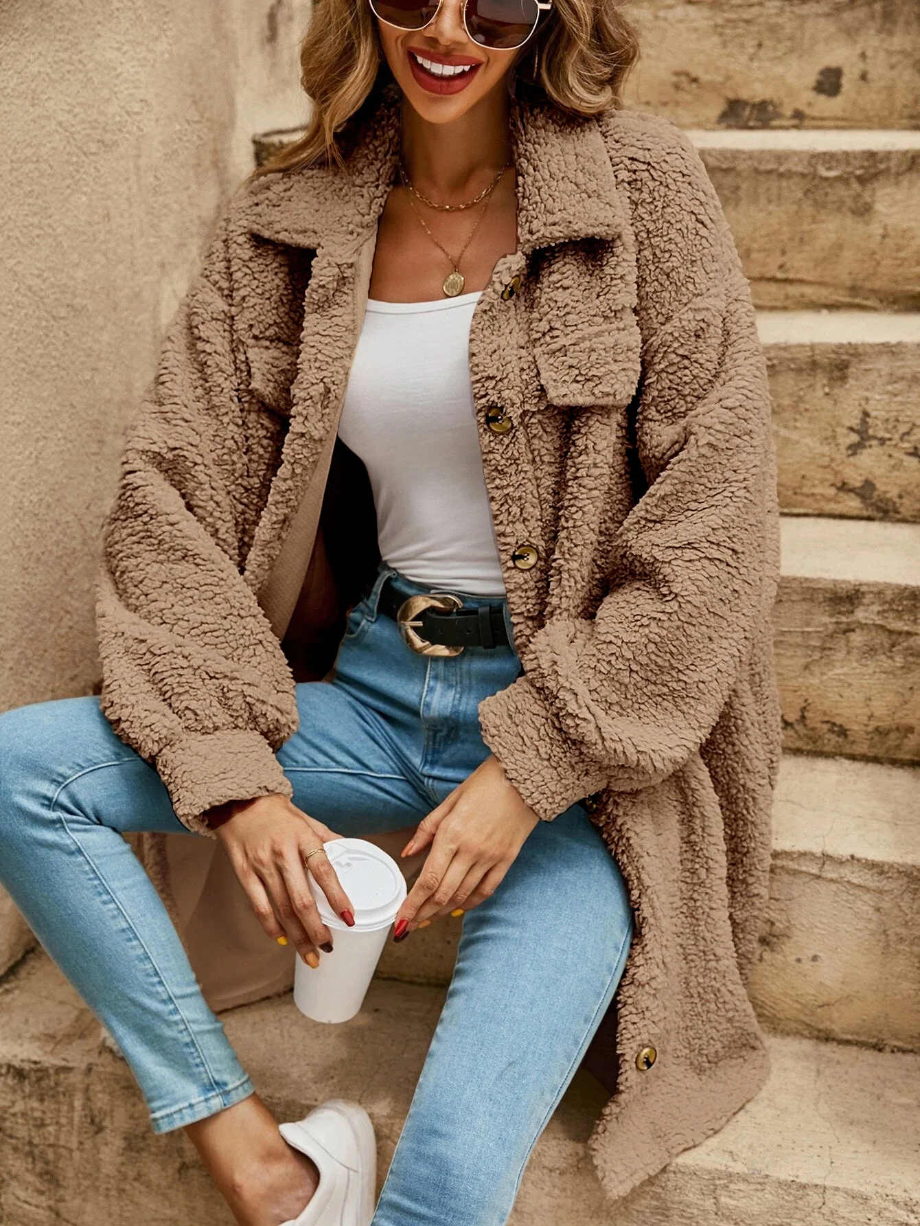 Lange Fleece Jas – Luxe Warmte en Tijdloze Stijl – Perfect voor Winter
