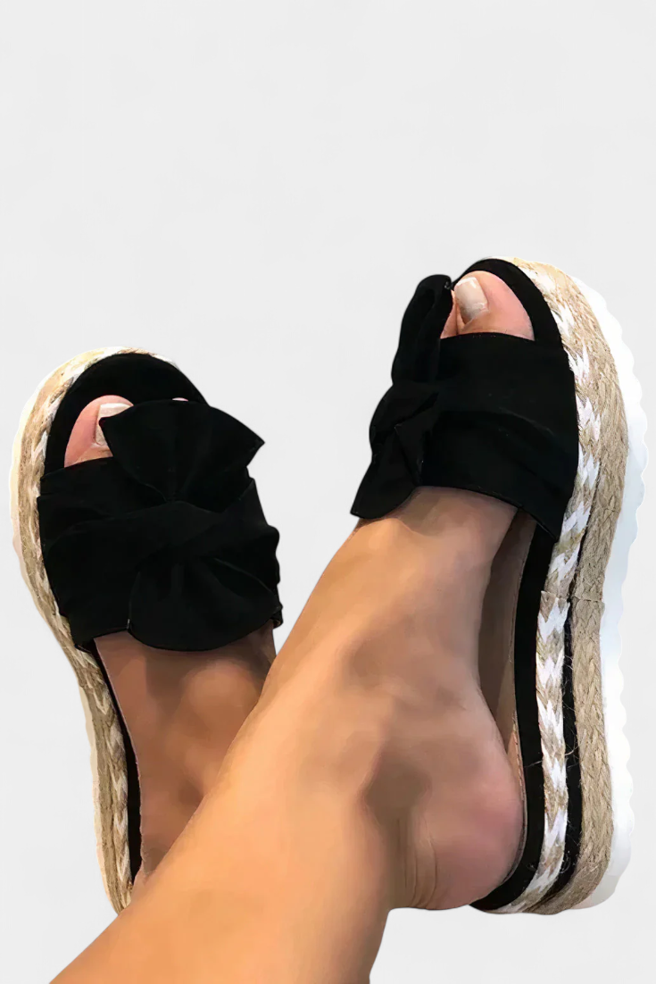 Cveta Sandalias de Plataforma con Lazo y Suela Espadrille