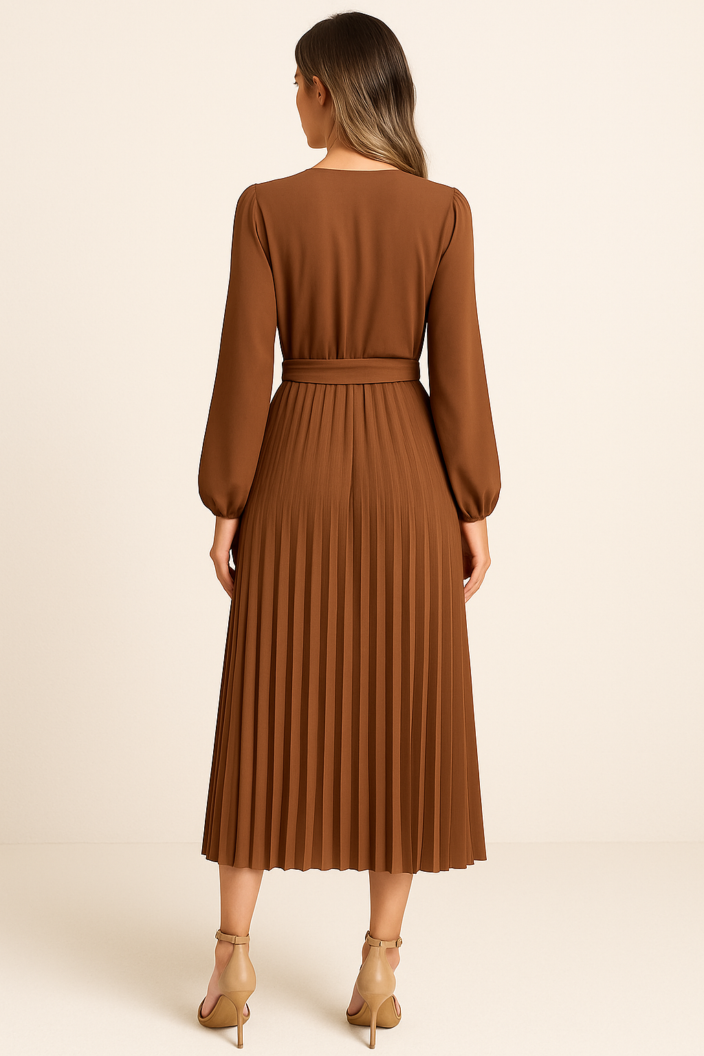 Vestido maxi marrón Zoë con escote en V y detalles Boho para festivales