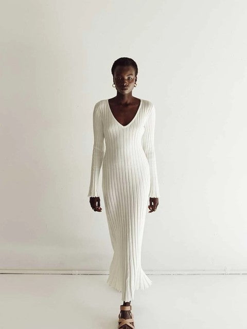 Gebreide jurk voor dames, luxe breisel, herfstoutfit