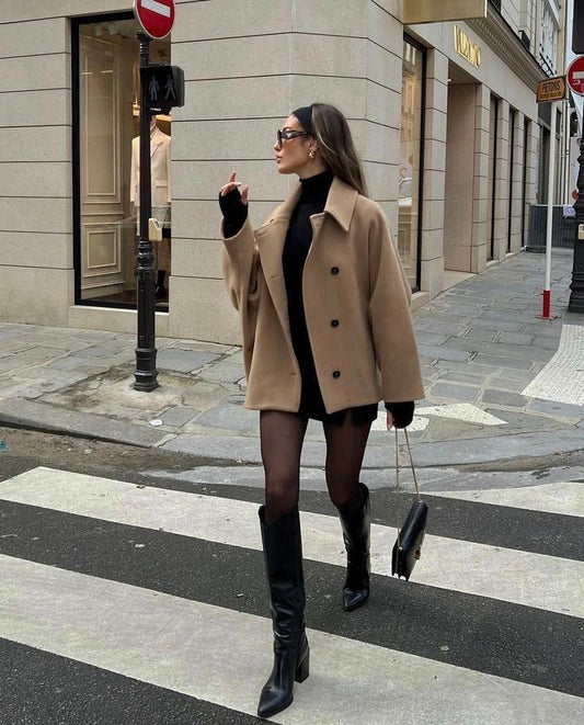 Abrigo de lana oversized para mujer, elegante y cómodo