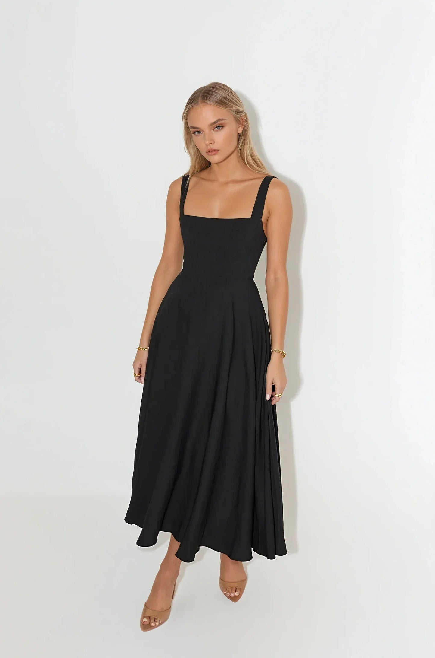 Vestido Largo con Tirantes Ajustables – Frescura y Estilo Natural – Mina