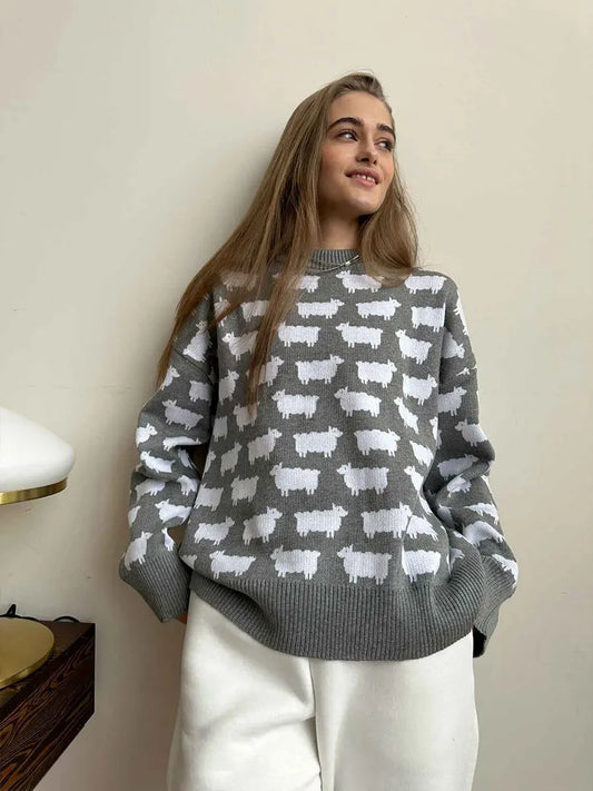Suéter de lana mujer Fabiana con diseño de oveja para invierno
