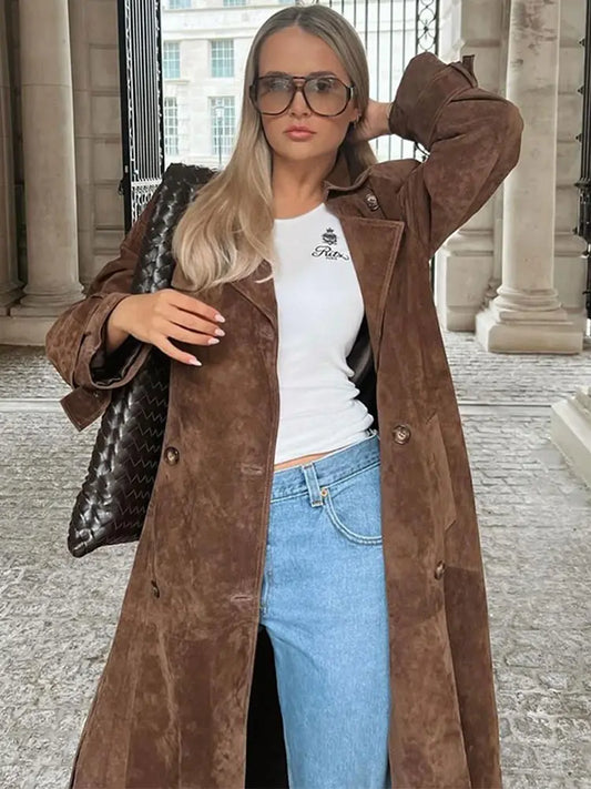 Abrigo de ante Marcella para mujer color beige elegante y cómodo