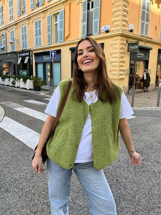 Chaleco de lana Frida para mujer con diseño clásico y cálido
