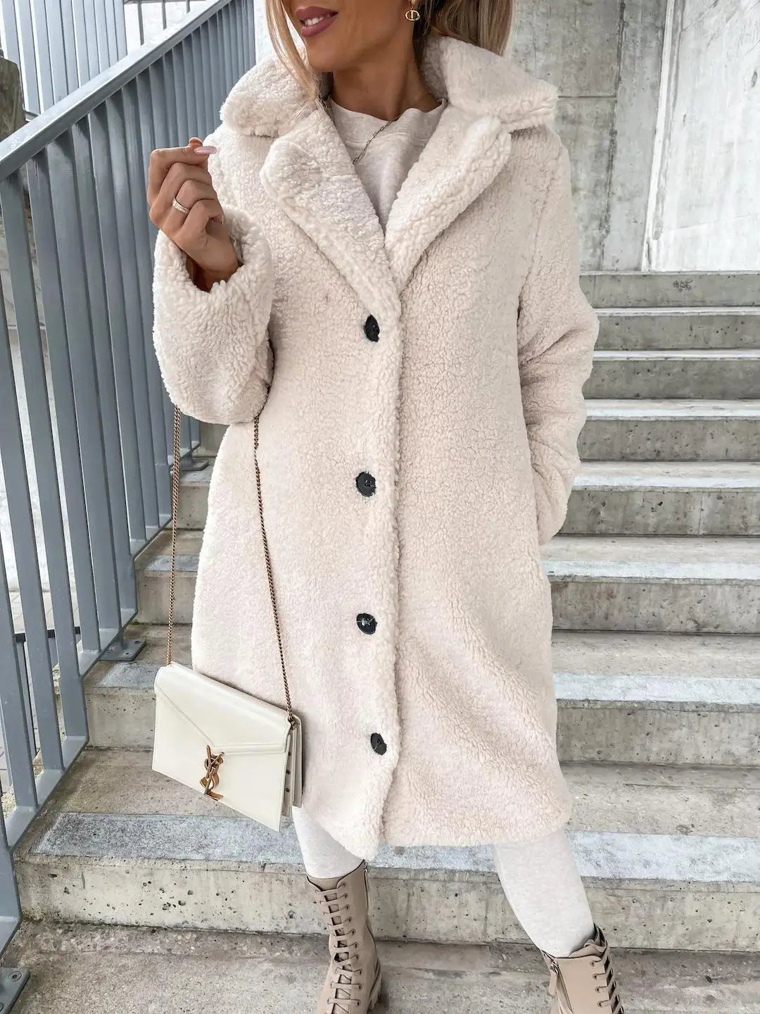 Abrigo Largo Arvia – Confort y Estilo con Material Teddy – Chaqueta de Invierno Mujer