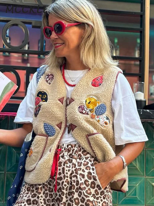 Chaleco de lana mujer con estampado único, cálido y cómodo