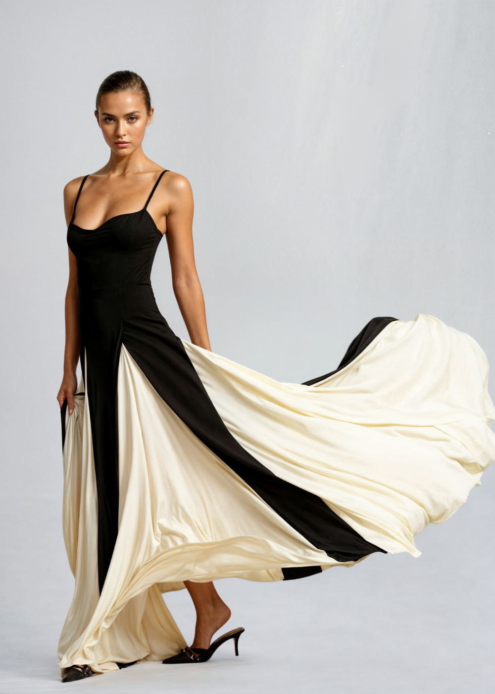 Vestido Sylvia Elegante bicolor para eventos formales