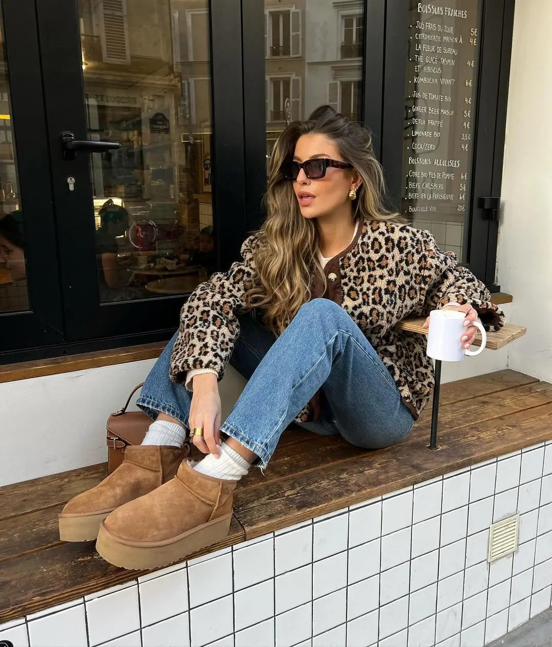 Panterprint cardigan voor dames, zachte stof, gedurfde print