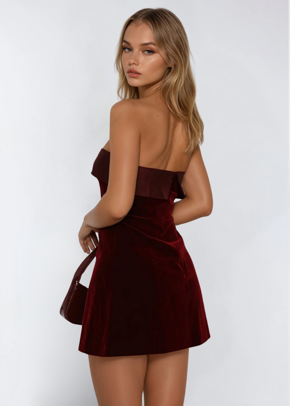 Vestido mini Stella flannel sin tirantes para eventos especiales