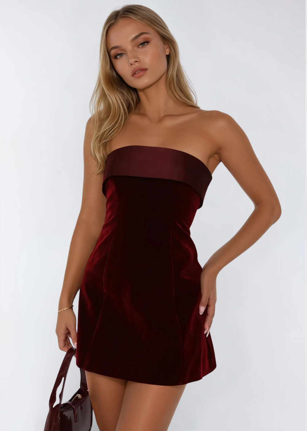 Vestido mini Stella flannel sin tirantes para eventos especiales