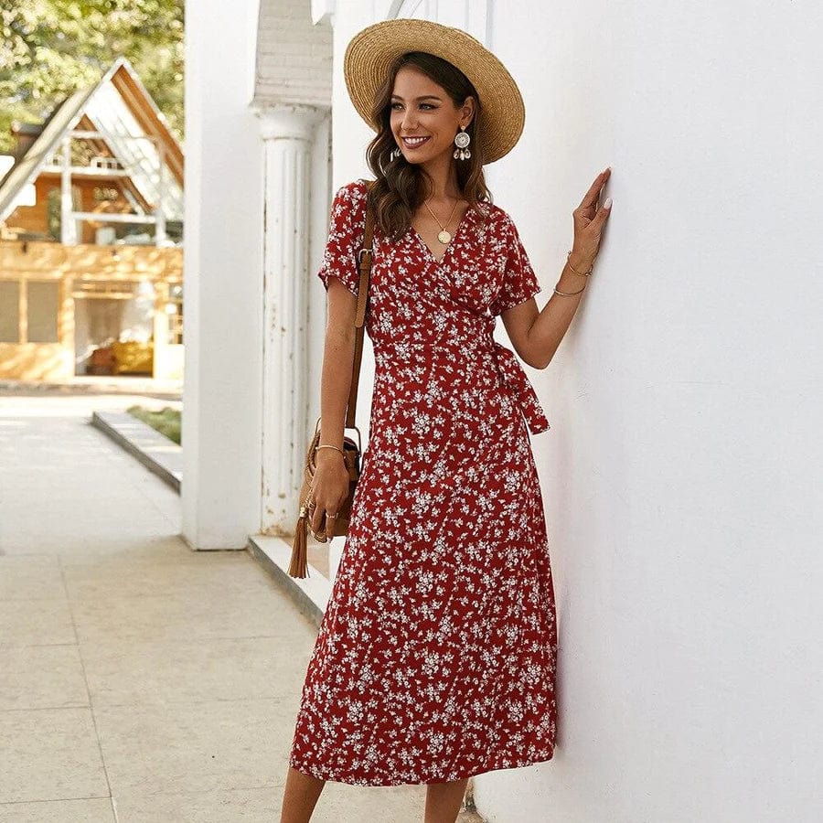 Vestido midi floral estilo Ibiza para mujer, elegante y veraniego