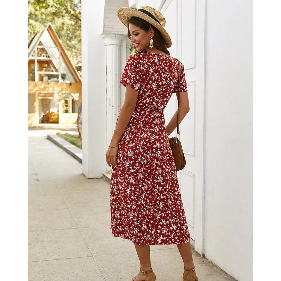 Vestido midi floral estilo Ibiza para mujer, elegante y veraniego