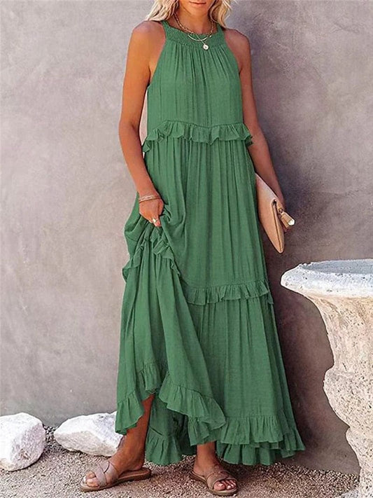 Vestido maxi verde de verano para mujer, cómodo y elegante