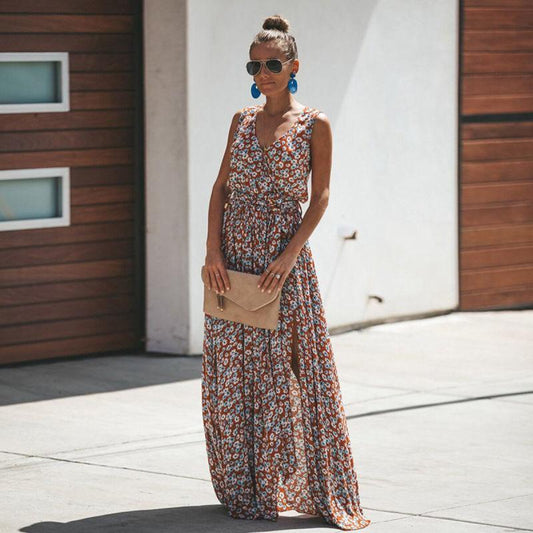 Vestido largo chic de Ibiza con escote off-shoulder y volantes para mujer, elegante y romántico