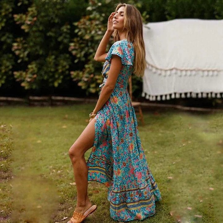 Vestido maxi con alta abertura lateral para mujer, sensual y elegante