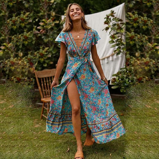 Vestido maxi con alta abertura lateral para mujer, sensual y elegante