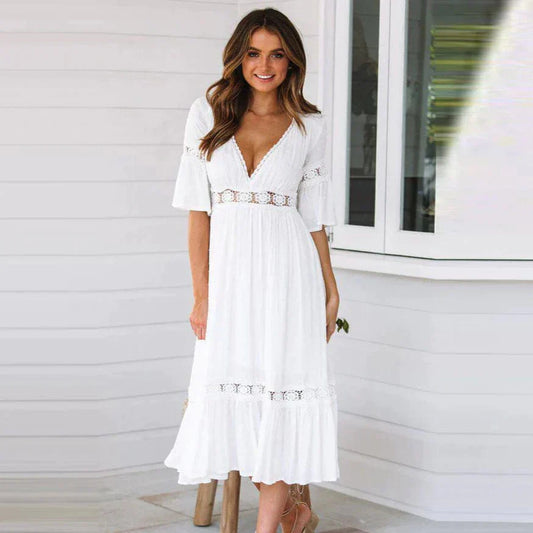 Vestido largo de encaje Danielle estilo Ibiza, elegante y sofisticado para verano
