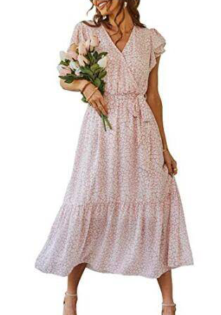 Vestido largo rosa de Ibiza con estampado vibrante para mujer, cómodo y elegante
