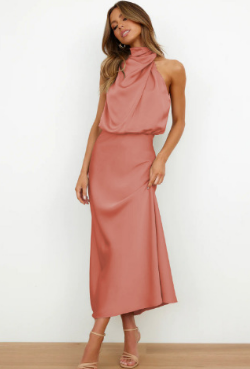 Vestido Irina Satinado – Elegancia y Lujo en una Prenda – Vestido de Noche Mujer