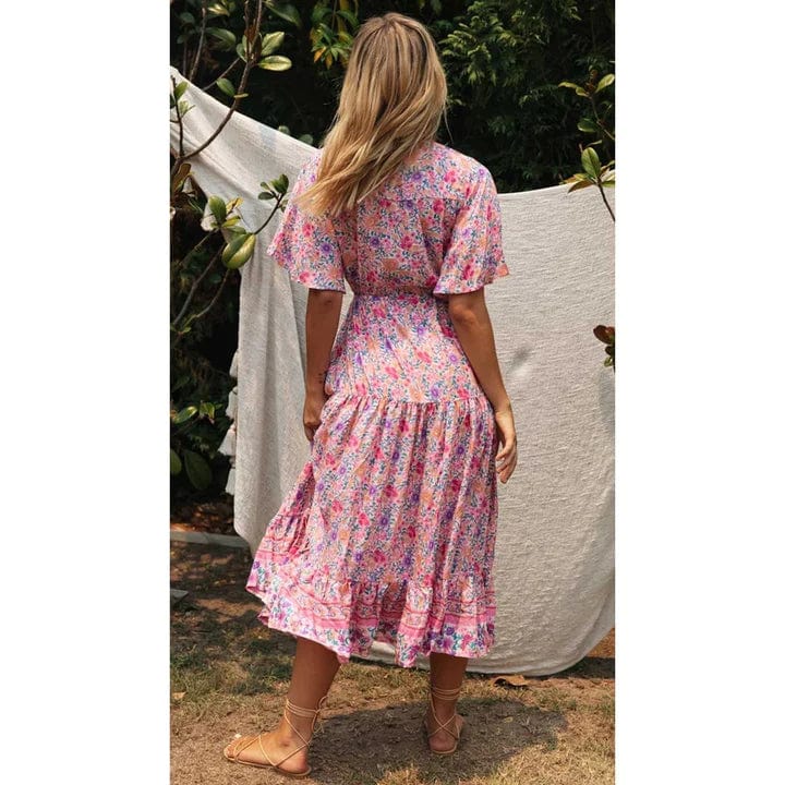 Vestido largo estilo Ibiza rústico Juul con patrón floral para verano