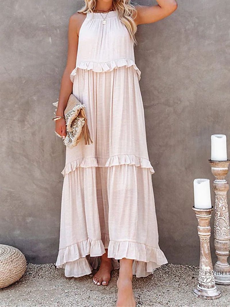 Vestido maxi rosa claro Maartje con corte suelto para verano