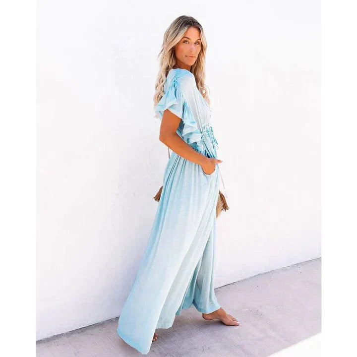 Maxi vestido Ibiza azul claro Luna con estilo relajado para verano