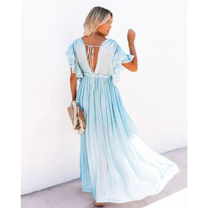 Maxi vestido Ibiza azul claro Luna con estilo relajado para verano