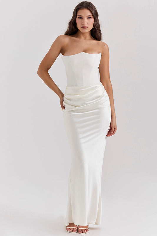 Renata™ vestido largo con corset estructurado y falda fluida para mujer, elegante y sofisticado