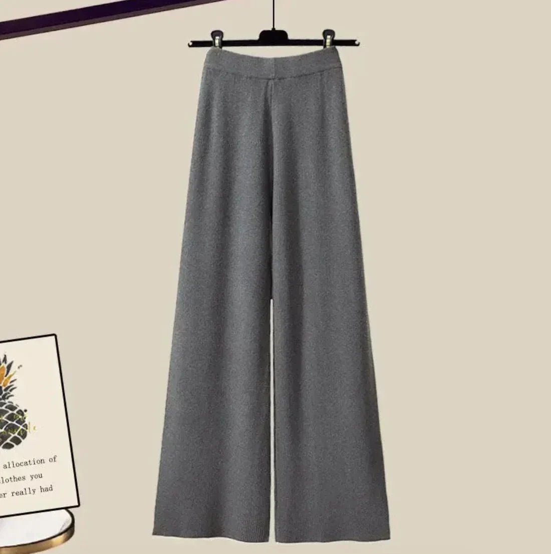 Set Tina tres piezas para mujer con suéter, blusa y pantalones amplios, ideal para oficina y casual