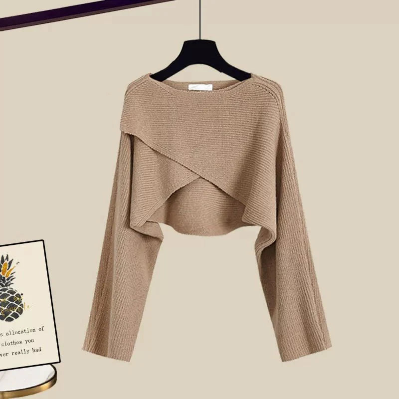 Set Tina tres piezas para mujer con suéter, blusa y pantalones amplios, ideal para oficina y casual