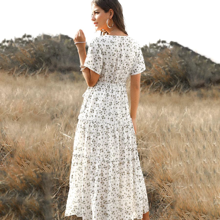 Vestido largo blanco Tess con estampado elegante para verano