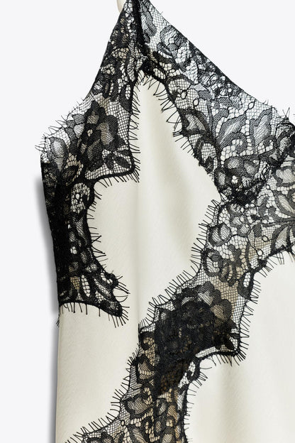 Soof – Vestido Satinado Mujer | Encaje Negro Elegante