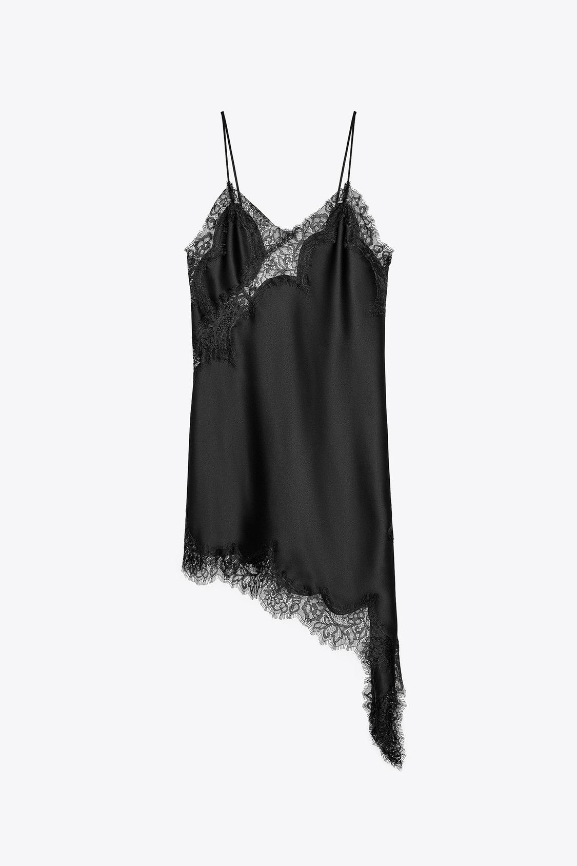 Soof – Vestido Satinado Mujer | Encaje Negro Elegante