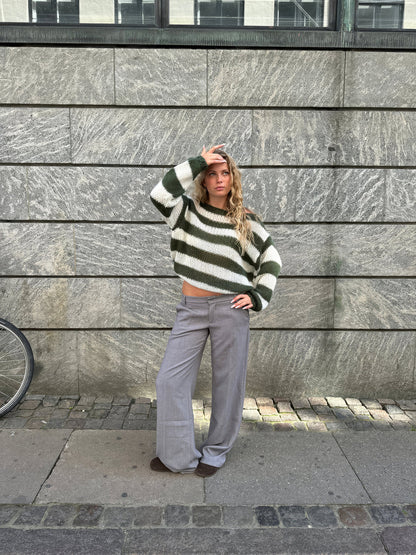 Suéter de lana a rayas para mujer, cálido y elegante