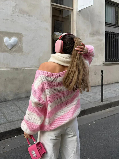 Suéter de Lana a Rayas – Confort y Estilo para Mujer – Calidez Clásica para el Invierno