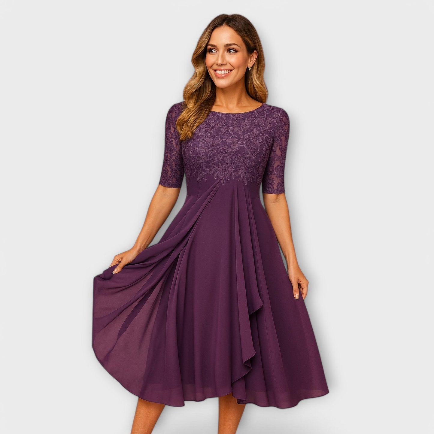 Vestido largo Martyna con espalda descubierta y corte fluido, estilo natural femenino