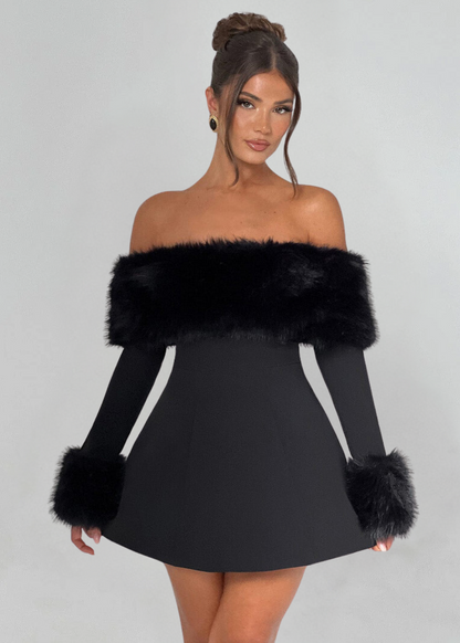 Vestido Off-Shoulder Mujer – Mangas de Piel Elegantes – Serena Mini Dress