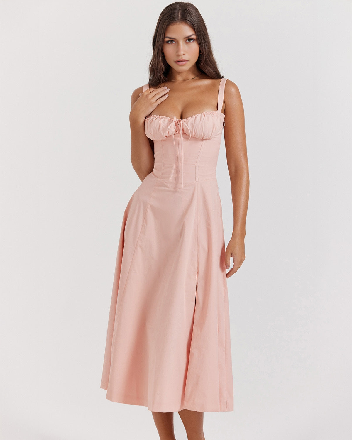 Vestido mini Aurora con escote cruzado, mangas abullonadas y falda con movimiento