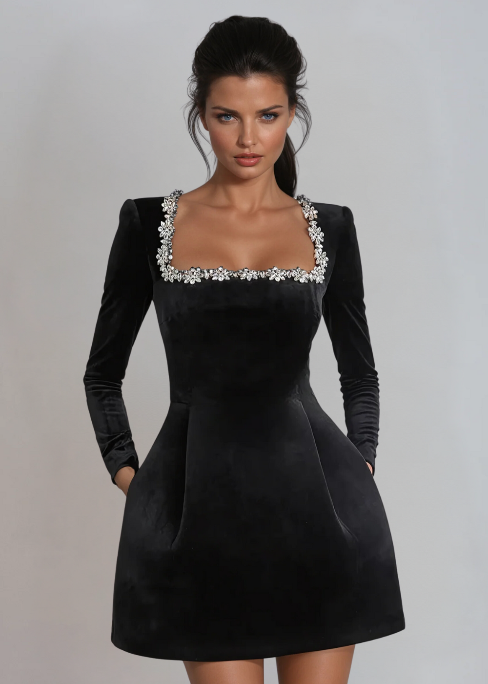 Mini vestido Violet de terciopelo elegante para eventos especiales