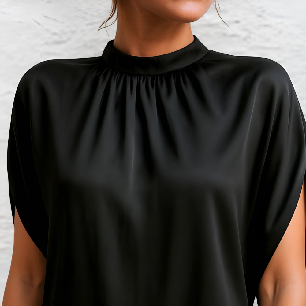 Vestido midi cruzado Wanda con cintura marcada y mangas sueltas