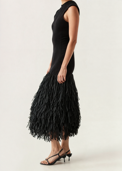 Piper vestido maxi con flecos elegantes para mujer, ideal para ocasiones especiales
