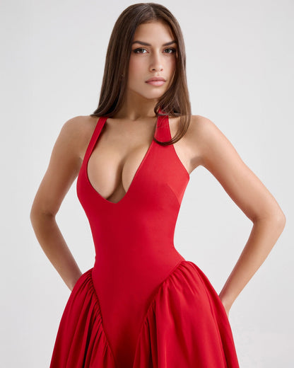 Vestido Midi Rojo Mujer – Estilo Icónico y Elegante – Glamour Monroe
