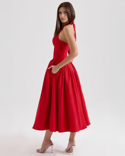 Vestido Midi Rojo Mujer – Estilo Icónico y Elegante – Glamour Monroe