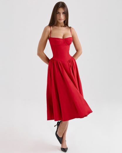 Vestido Midi Rojo Mujer – Estilo Icónico y Elegante – Glamour Monroe