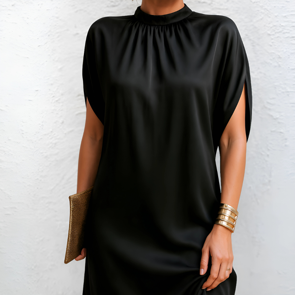 Vestido midi cruzado Wanda con cintura marcada y mangas sueltas
