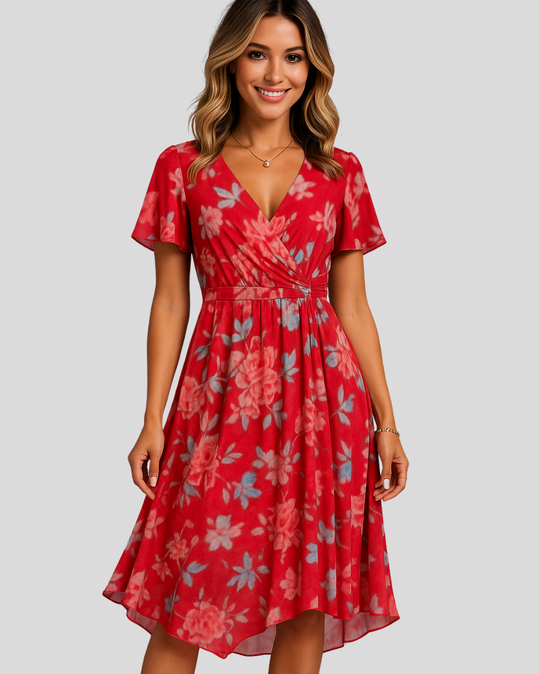 Vestido elegante Maisie para mujer con control de abdomen y tela chiffon