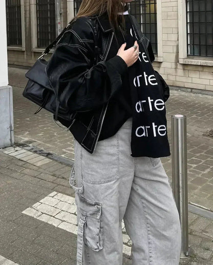 Chaqueta Bomber de Cuero Mujer – Estilo Clásico y Sofisticado – Clementine